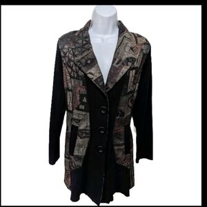 ADORE Tapestry Cardigan Sweater Jacket M Faux Suede Gothic Whimsigoth